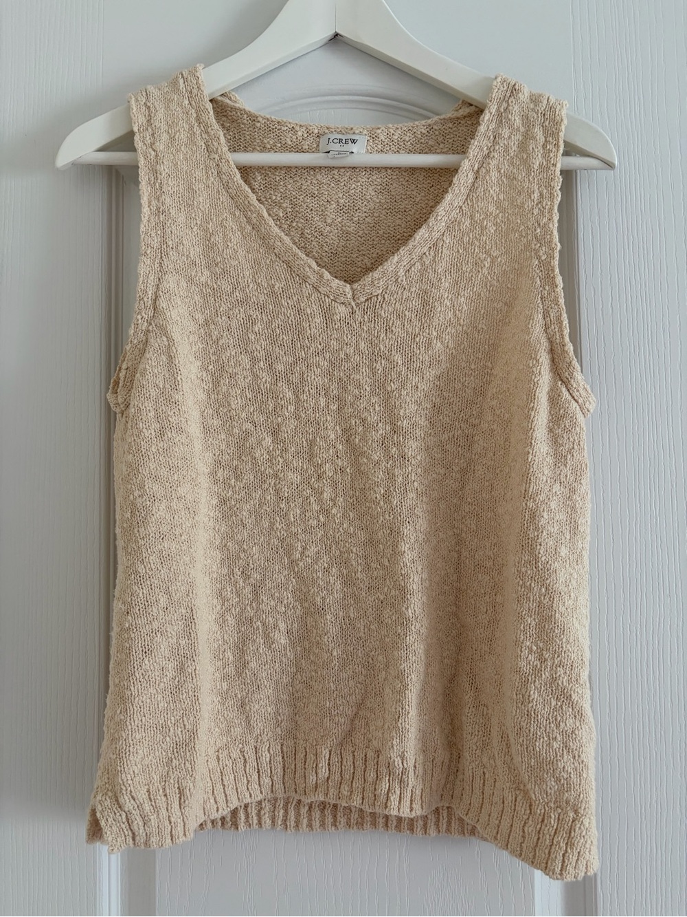 J. Crew Cream Textured Cotton-Blend Knit Tank Top